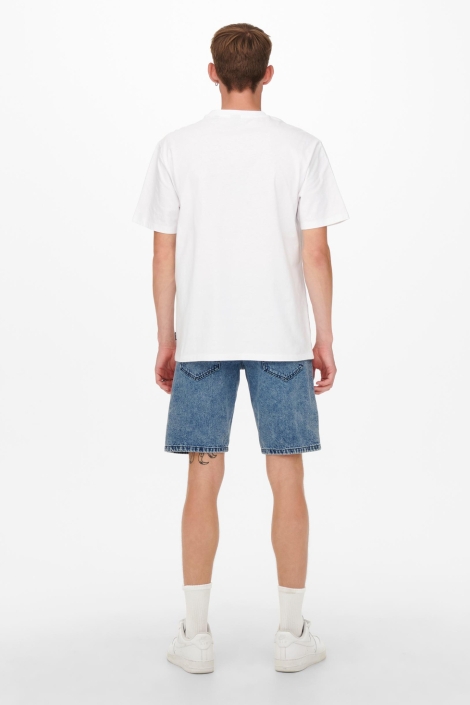 Only & Sons witte heren t-shirt | Model achteraanzicht