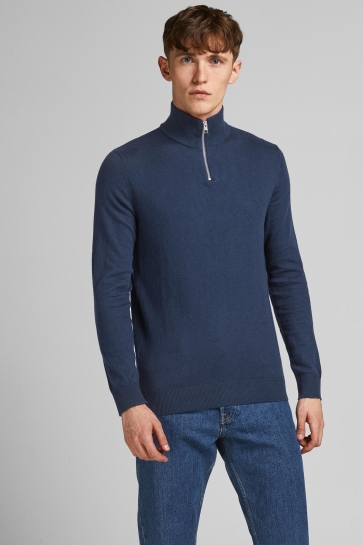 Jack & Jones jjeemil knit half zip noos Blauw