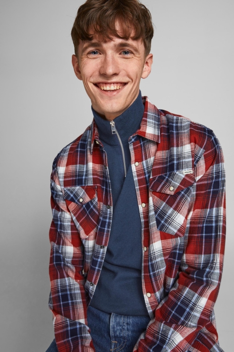 Jack & Jones blauwe heren trui | Model vooraanzicht