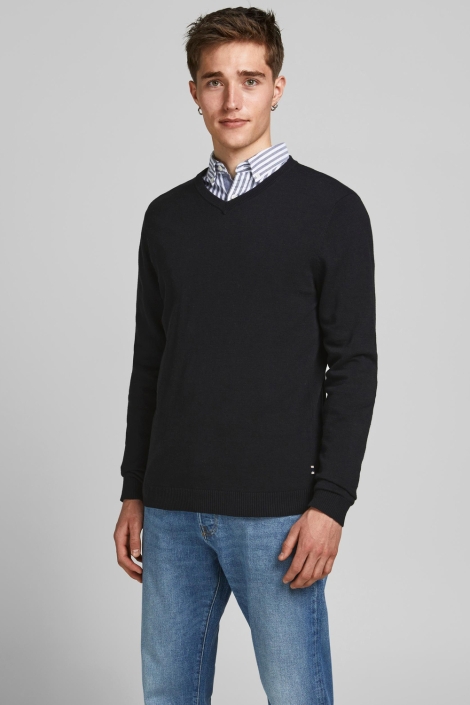 Jack & Jones zwarte heren trui | Model vooraanzicht