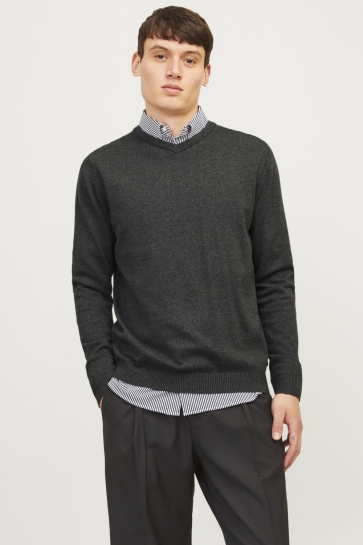 Jack & Jones Trui JJEBASIC KNIT V-NECK NOOS 12137194 Dark Grey Melange
