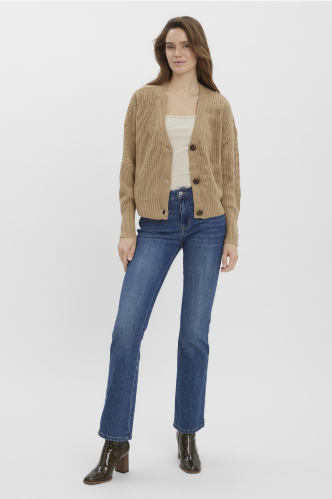 Vero Moda camel dames vest | Model vooraanzicht
