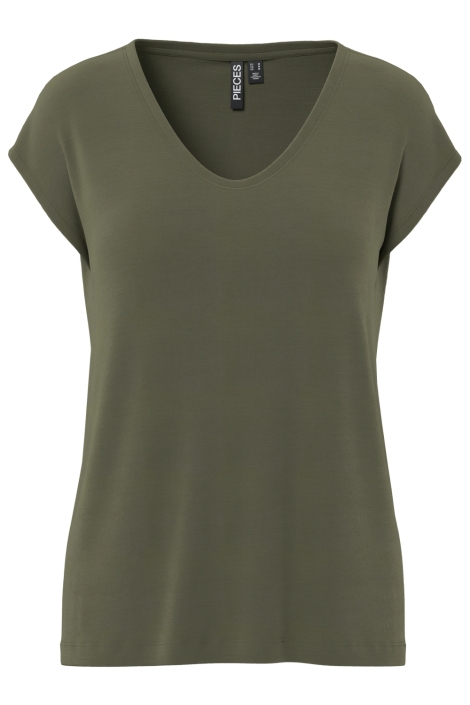 Pieces groene dames t-shirt | Model vooraanzicht
