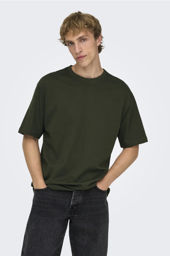 Only & Sons groene heren t-shirt | Model