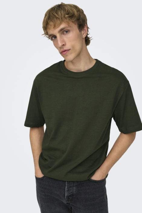 Only & Sons groene heren t-shirt | Model