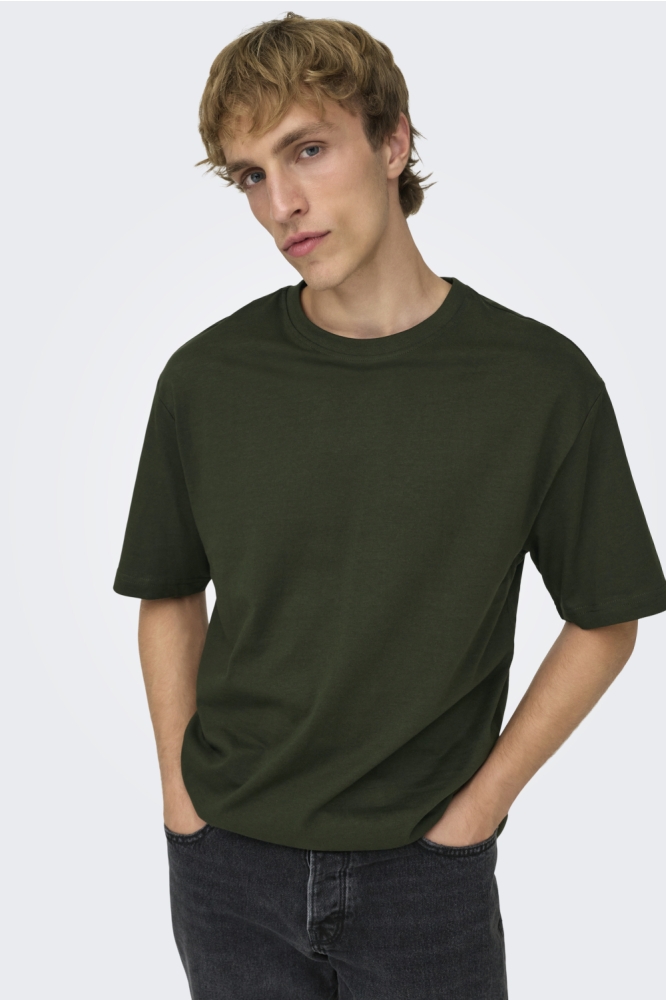 Only & Sons groene heren t-shirt | Model