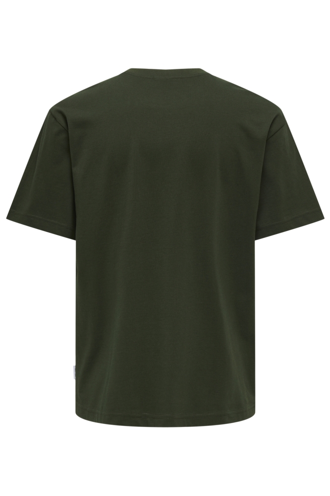 Only & Sons groene heren t-shirt | Achteraanzicht