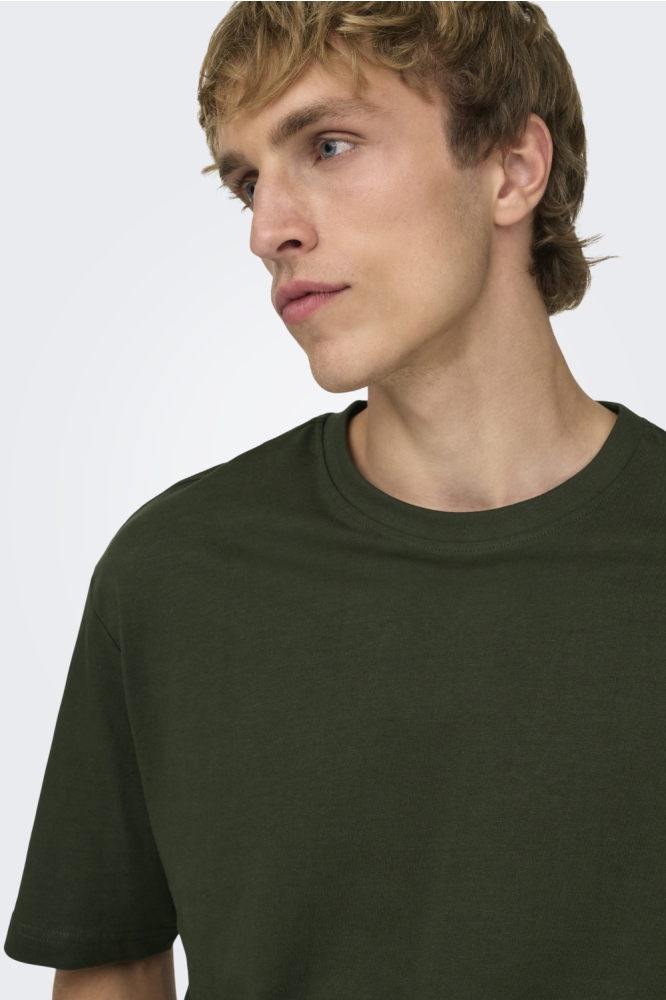Only & Sons groene heren t-shirt | Close up