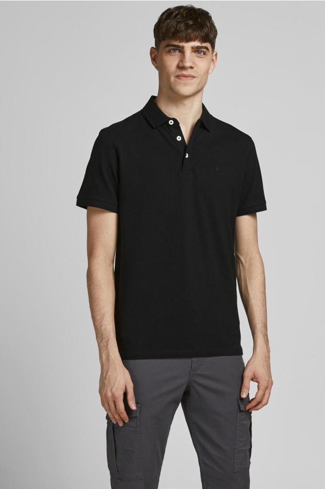 Jack & Jones zwarte heren polo | Model vooraanzicht