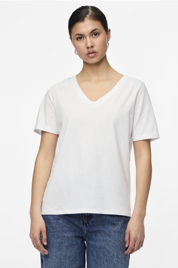 Pieces PCRIA SS V-NECK SOLID TEE NOOS BC 17120455 Bright White