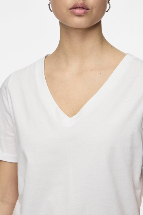 Pieces witte dames t-shirt | Close up