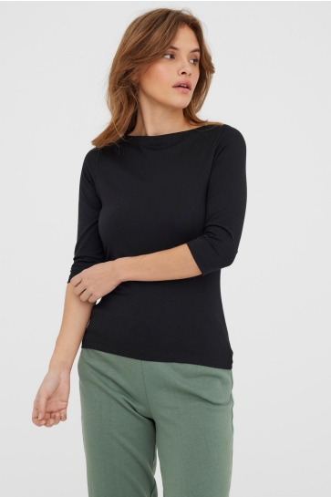 Vero Moda T-shirt VMPANDA MODAL 3/4 TOP JRS NOOS 10274133 BLACK