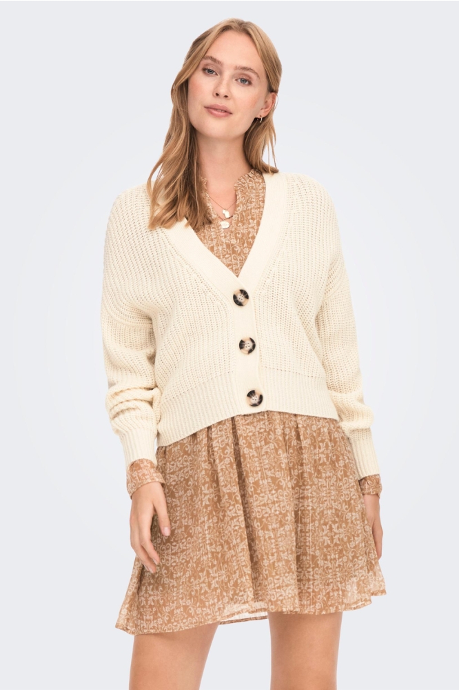 Jacqueline de Yong beige dames vest | Model vooraanzicht