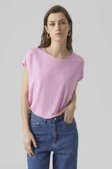 Vero Moda T-shirt VMAVA PLAIN SS TOP GAJRS NOOS 10284468 BONBON
