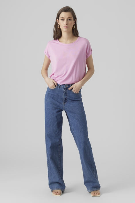 Vero Moda roze dames t-shirt | Model vooraanzicht