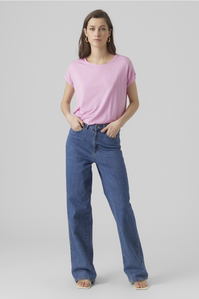 Vero Moda roze dames t-shirt | Model vooraanzicht