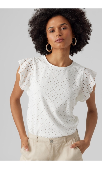 VMTASSA SL FRILL TOP NOOS 10286067 Snow White
