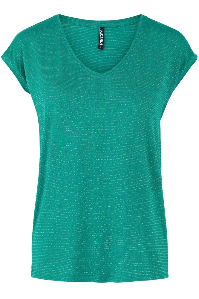 Pieces groene dames t-shirt | Vooraanzicht