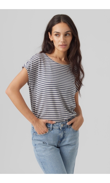 VMAVA PLAIN SS TOP STRIPE GA JRS N 10284469 CHINA BLUE