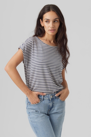 Vero Moda T-shirt VMAVA PLAIN SS TOP STRIPE GA JRS N 10284469 CHINA BLUE