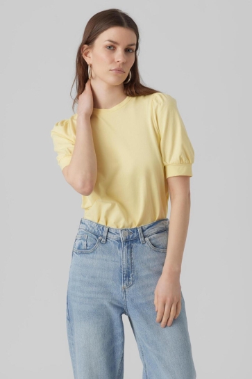Vero Moda T-shirt VMKERRY 2/4 O-NECK TOP VMA JRS NOOS 10275520 Lemon Meringue