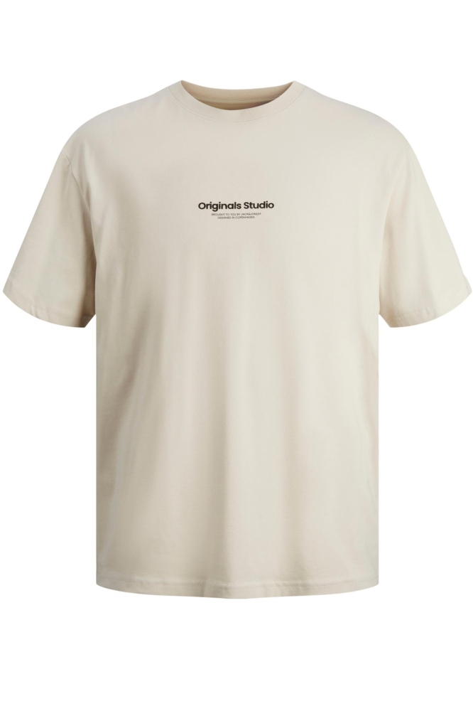 Jack & Jones beige heren t-shirt | Vooraanzicht