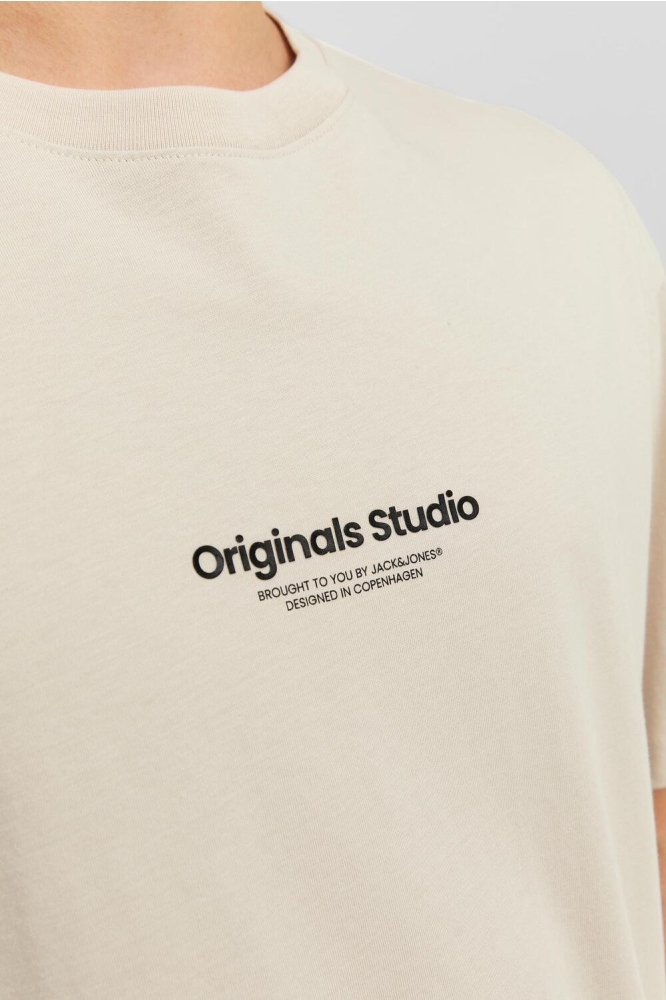 Jack & Jones beige heren t-shirt | Close up