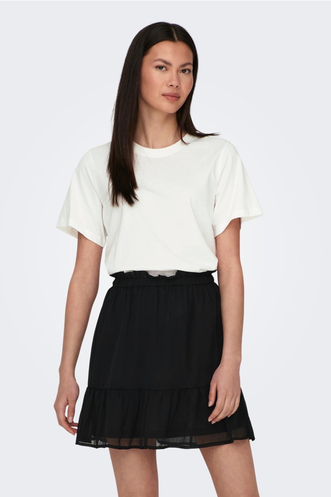 Jacqueline de Yong ecru dames t-shirt | Model vooraanzicht