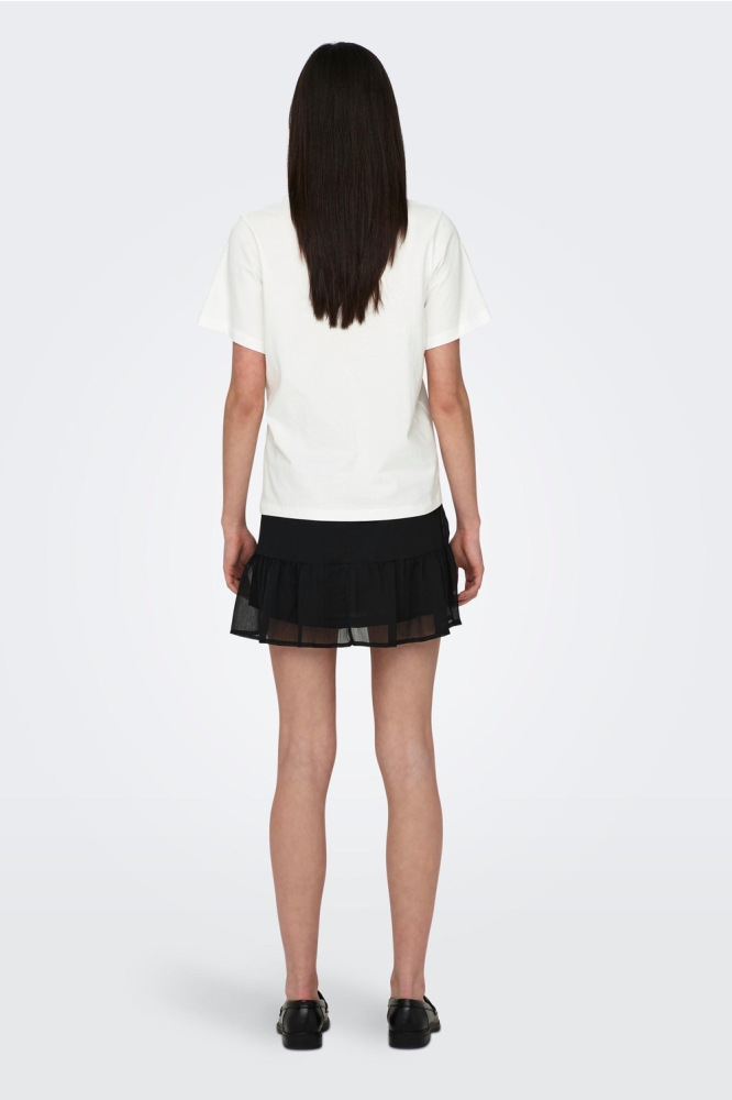 Jacqueline de Yong ecru dames t-shirt | Model achteraanzicht