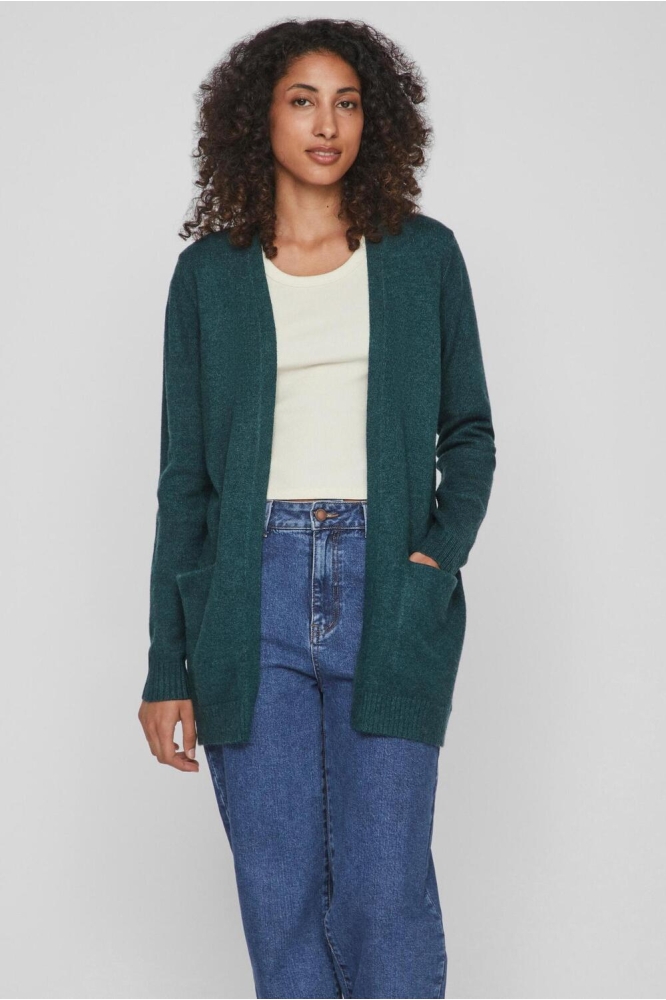 Vila groene dames vest | Model vooraanzicht