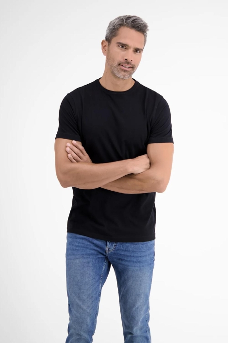 Lerros zwarte heren t-shirt | Model vooraanzicht