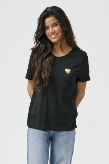 Only onlkita life s/s logo top noos Zwart