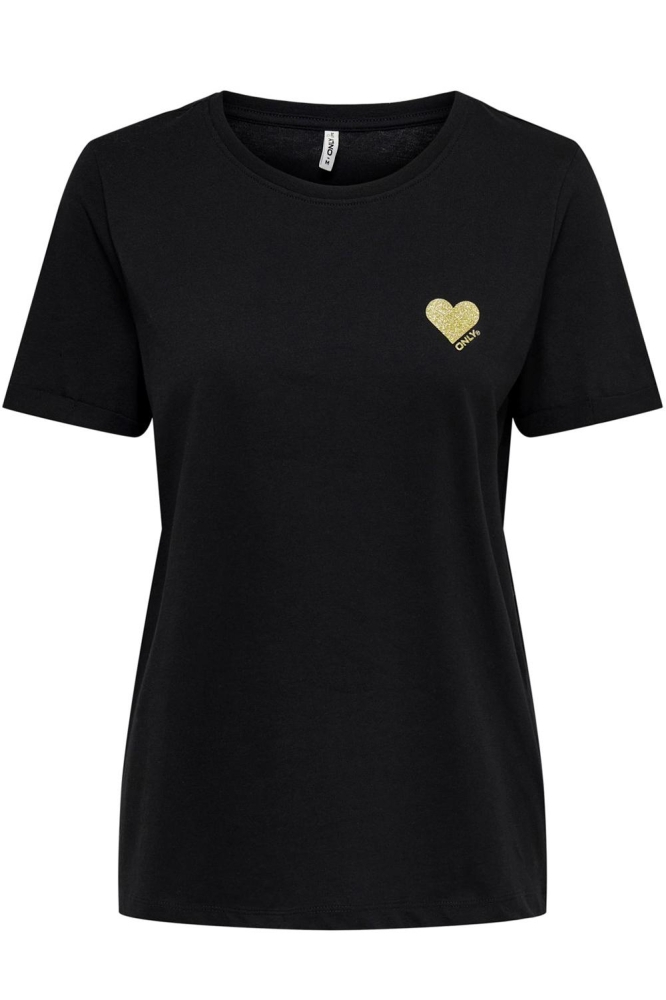 Only zwarte dames t-shirt | Vooraanzicht