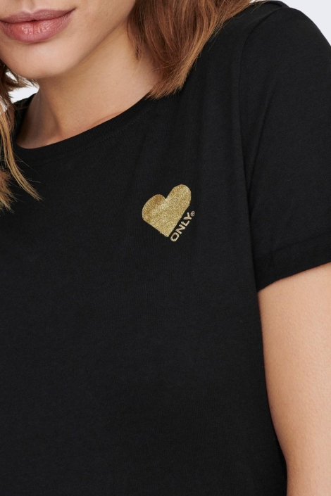Only zwarte dames t-shirt | Close up