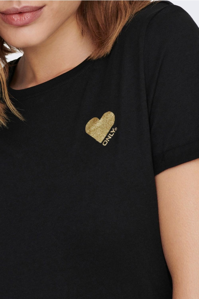 Only zwarte dames t-shirt | Close up