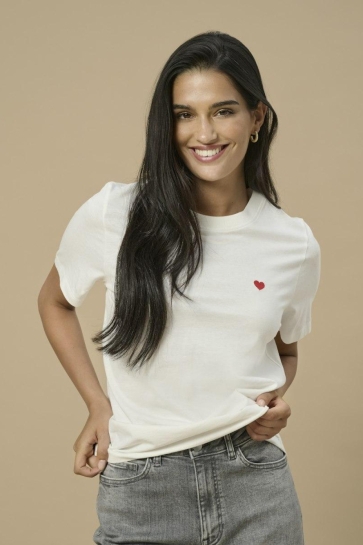 Jacqueline de Yong T-shirt JDYPISA S/S PRINT TOP JRS 15298612 CLOUD DANCER/BITTERSWEET