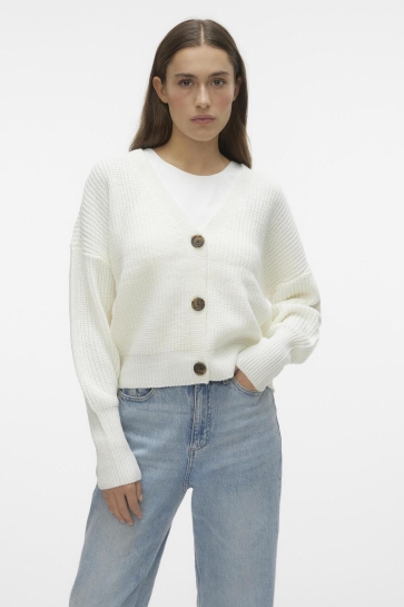 Vero Moda Vest VMLEA LS V-NECK CUFF CARDIGAN NOOS 10249632 CLOUD DANCER