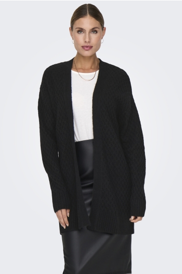 Jacqueline de Yong Vest JDYBIGUM L/S LONG OPEN CARDIGAN KNT 15328358 BLACK