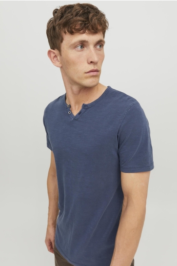 Jack & Jones T-shirt JJESPLIT NECK TEE SS NOOS 12164972 NAVY BLAZER