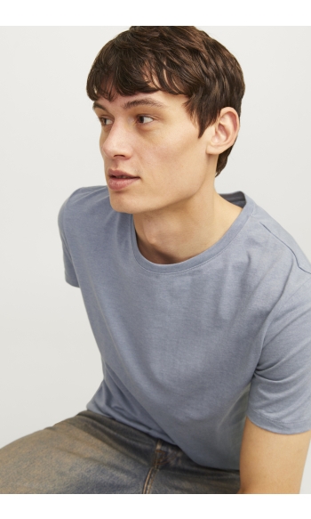 JJEORGANIC MELANGE TEE SS O-NECK NO 12222887 Flint Stone/Melange