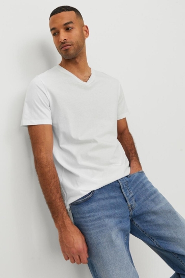 Jack & Jones JJEORGANIC BASIC TEE SS V-NECK NOOS 12156102 WHITE