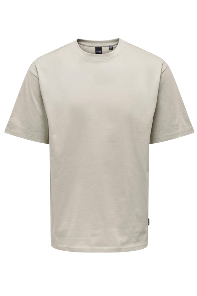 Only & Sons beige heren t-shirt | Vooraanzicht