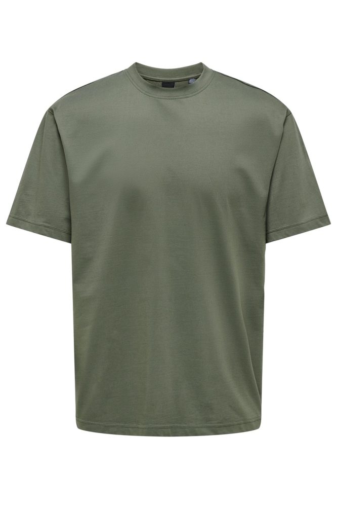 Only & Sons groene heren t-shirt | Vooraanzicht
