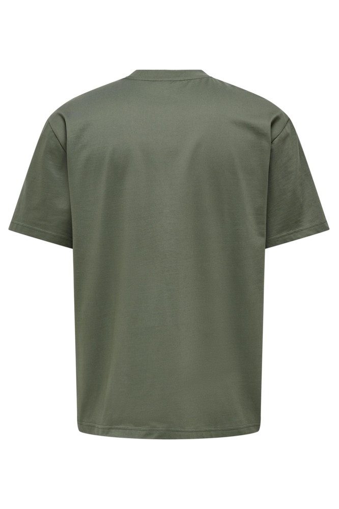 Only & Sons groene heren t-shirt | Achteraanzicht