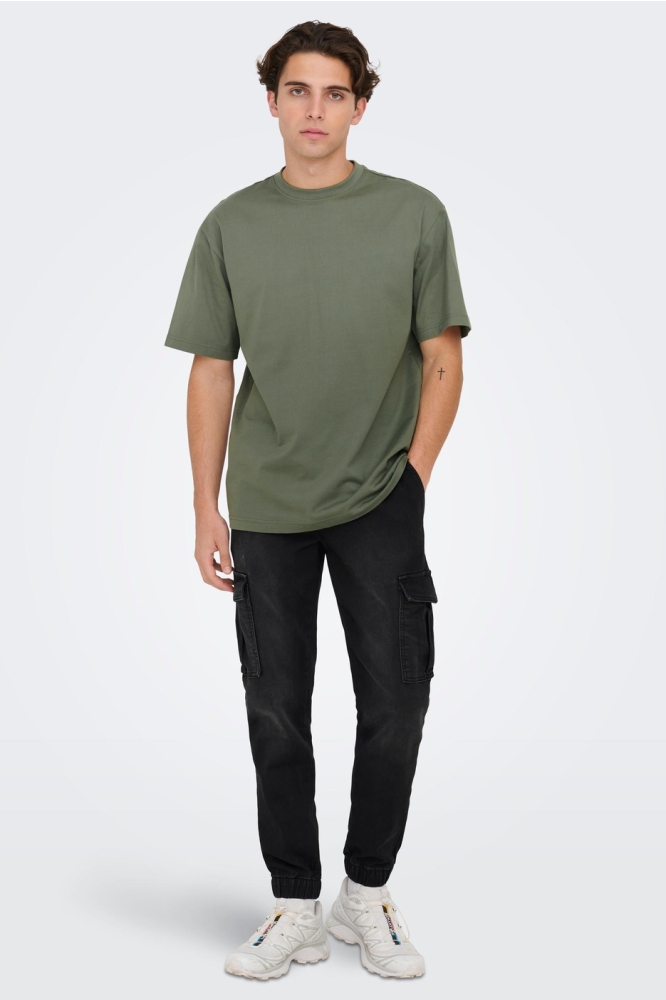 Only & Sons groene heren t-shirt | Model