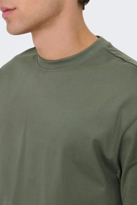 Only & Sons groene heren t-shirt | Close up
