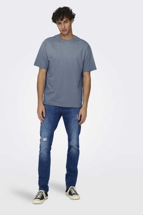 Only & Sons blauwe heren t-shirt | Model
