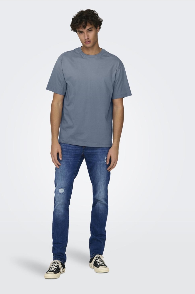 Only & Sons blauwe heren t-shirt | Model