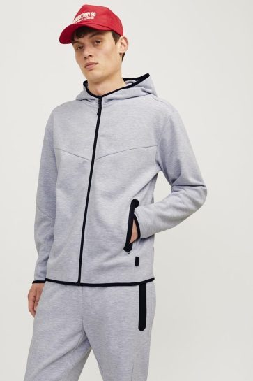 Jack & Jones JCOFUSION SWEAT ZIP HOOD NOOS 12260150 LIGHT GREY MELANGE