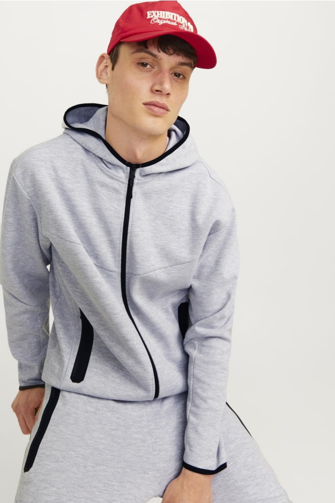 Jack & Jones grijze heren vest | Model vooraanzicht